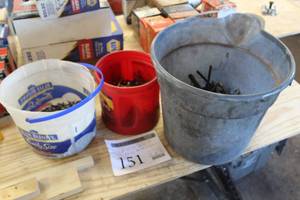 lot 151 image: Lot of (3 Pails) Hardware  - Nails, Bolts, Screws