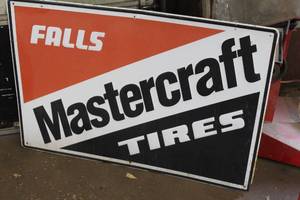 lot 201 image: Falls Mastercraft Tires Metal Sign