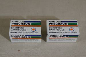 lot 119 image: 100 Armscor Precision .22 Mag 40 Gr JHP Ammo