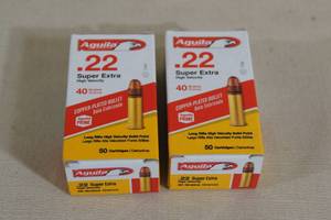 lot 120 image: 100 Aguila .22 LR 40 Gr Solid Ammo