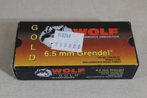 lot 134 image: 20 Wolf Gold 6.5mm Grendel 123 Gr Copper SP Ammo