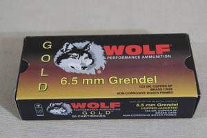 lot 135 image: 20 Wolf Gold 6.5mm Grendel 123 Gr Copper SP Ammo