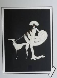 lot 1 image: 1982 Erte Ebony and White Framed Serigraph, Signed and Numbered