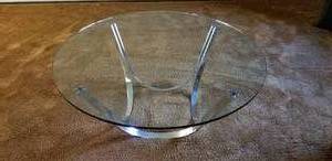 lot 16 image: Retro Chrome and Glass Cocktail Table  42 x 17
