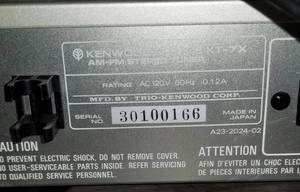 lot 24 image: Vintage Kenwood AM FM Stereo Tuner KT-7X