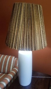 lot 57 image: White Vase Lamp with Bamboo Shade