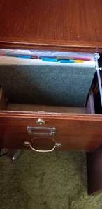 lot 76 image: Wood Two Drawer Filing Cabinet