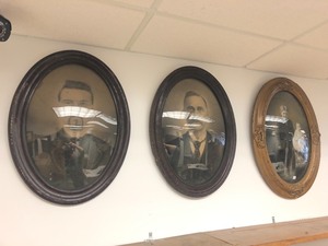 3 Antique Convex Bubble Glass Picture Frames wPhotos