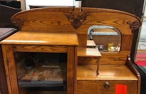 Excellent Antique Oak Gentlemans Dresser wCabinet
