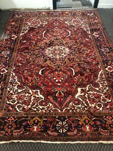 Large Vintage 1950s Hand Made Persian Heriz Wool Rug