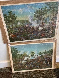 2 Old Vintage Unframed Civil War Lithographs