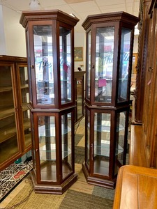 2 Vertical Lighted Pulaski Display Cabinets