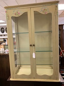 Primitive Vintage Painted Wood Display Cabinet