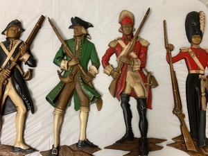 Set of 4 Large Vintage 1960s Metal Soldier Wall Hangings