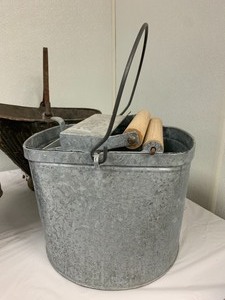 2 Vintage Galvanized Metal Coal Pots &amp Pail