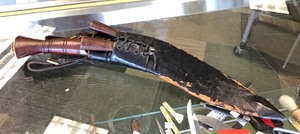 Vintage Curved Blade Gurkha Fighting Knife wLeather Scabbard