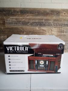 lot 1 image: Victrola - Bluetooth Stereo Audio System - Mahogany