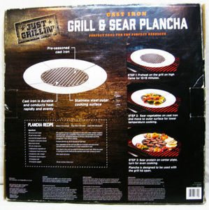 lot 63 image: Cast Iron And Stainless Steel Sear & Grill Plancha 18 Round Fits Charcoal Grill - NEW