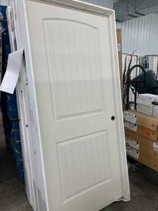 JELDWEN 2 PANEL ROUND TOP PLANK DOOR-LEFT HAND