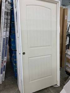 JELDWEN 2 PANEL ROUND TOP PLANK DOOR-RIGHT HAND