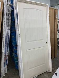 JELDWEN 2 PANEL ROUND TOP PLANK DOOR-LEFT HAND