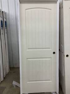 JELDWEN 2 PANEL PLANK ROUND TOP DOOR-LEFT HANDED