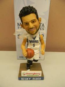 lot 6 image: RICKY RUBIO MINNESOTA TIMBERWOLVES CHERRY BERRY 2015-2016 SEASON BOBBLEHEAD COLLECTOR SERIES - NEW IN BOX - NICE - COOL PIECE - SEE PICTURES