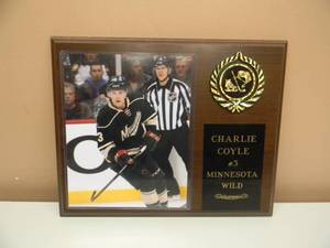 lot 12 image: CHARLIE COYLE #3 MINNESOTA WILD PICTURE PLAQUE - NICE - APPROX 15 BY 12 - SEE PICTURES