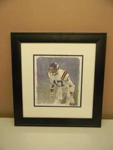 lot 17 image: Joey Browner MINNESOTA VIKING Print by Artist Merv Corning -  Absolutely Great Piece - Professionally Framed - Approx 20 by 21 - SEE PICTURES