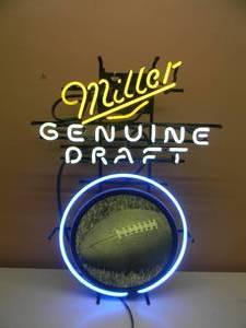 lot 44 image: VINTAGE GENUINE DRAFT FOOTBALL NEON - WORKS - NICE - VERY COOL PIECE - APPROX 20 BY 30 - SEE PICTURES