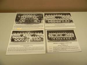 lot 56 image: VINTAGE GOLDEN GOPHERS HOCKEY NCAA CHAMPS TEAM PHOTOS - Herb Brooks - 73-74, 75-76, 75-76, 78-79 - With some 1980 Gold Medal Olympians - AWESOME COLLECTION - SEE PICTURES