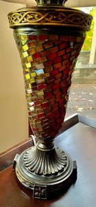 lot 72 image: Pair of Red Mosaic Decorative Lamps
