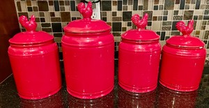 lot 49 image: Rooster Themed Canisters