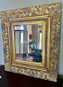 lot 3 image: Decorative Gold Colored Wall Mirror