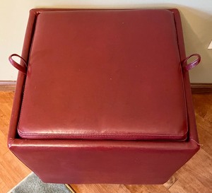 lot 7 image: Maroon Storage Ottoman or Small Table