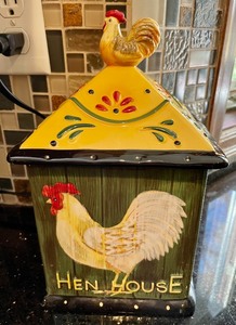 lot 117 image: Two Rooster Themed Canisters