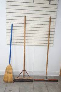 brooms and squeegee