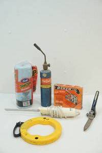 Meat carver, shop towels, hand torch and more