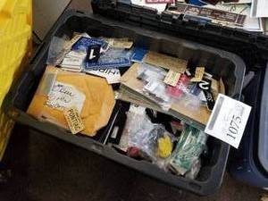 lot 1075 image: Lot of (1 Tote) Engraved Acrylic Signs and Tags