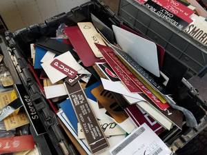 lot 1076 image: Lot of (1 Tote) Engraved Acrylic Signs and Tags