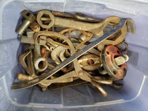 lot 1078 image: Lot of Hand Tools  - Wrenches, Tongs, Pry Bar, Misc. Tools