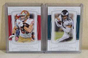 lot 87 image: 2019 National Treasures Cards 99 - Kittle, Ertz