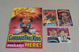 lot 35 image: Vintage Garbage Pail Kids Poster and Large Cards - Super Rare