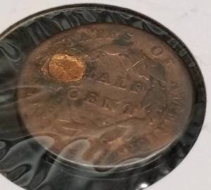 1825 US HALF CENT HOLED-PLUGGED