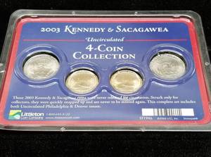 2003 UNCIRCULATED KENNEDY & SACAJAWEA 4 COIN SET