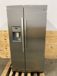 lot 13 image: GE 21.9 cu. ft. Side by Side Refrigerator in Stainless Steel, Counter Depth