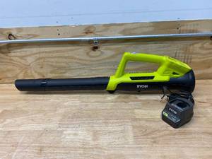 lot 47 image: RYOBI ONE 18V 90 MPH 200 CFM Cordless Battery Leaf BlowerSweeper with Charger (battery not included)