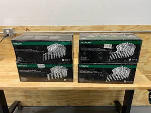 lot 36 image: METABO HPT (was Hitachi Power Tools) Lot of 4 Cases of- 1-12-in 15-Degree Pneumatic Roofing Nails (7200-Count Per Case)
