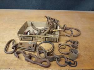 lot 1036 image: Lot of Antique Hooks, Hardware, Latches and More - Great for someone who makes metal sculptures