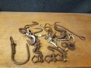 lot 1037 image: Lot of Antique Hooks, Hardware, Latches and More - Great for someone who makes metal sculptures